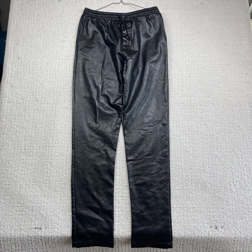 Boohoo Man Men’s Size M Medium Tall Black Vegan Leather Jogger Pants